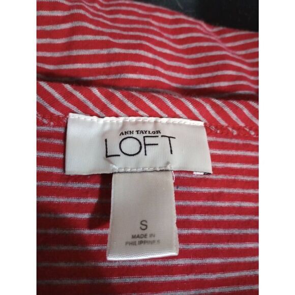 Ann Taylor Loft Shirt Ladies Small Red Gray 3/4 Sleeve Round Neck‎ - Picture 6 of 8